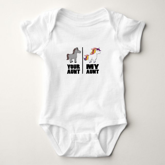 Niece Nephew Auntie Funny Horse Your Aunt My Aunt Baby Bodysuit (Front)
