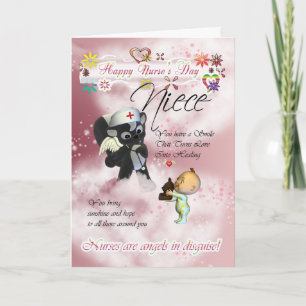 Niece Nurse's Day cute little baby and cute nurse Card