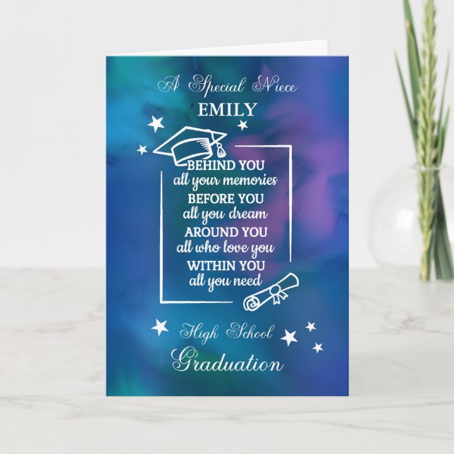 Niece Personalize High School Graduation Quote Card (Front)