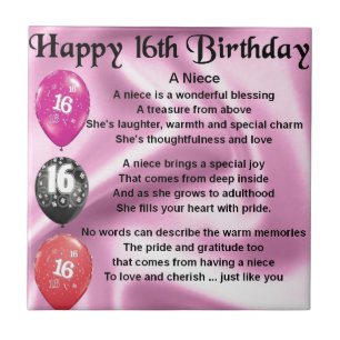 Niece Poem - 16th Birthday Ceramic Tile