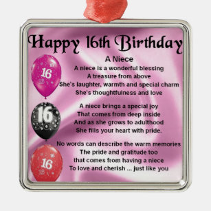 niece 16th birthday poem ornament metal