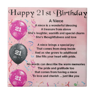 Niece Poem - 21st Birthday Ceramic Tile