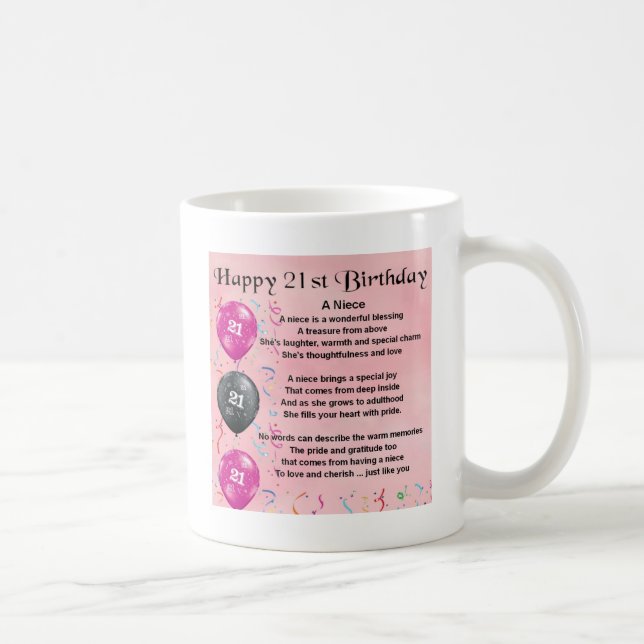 Niece Poem - 21st Birthday Coffee Mug (Right)