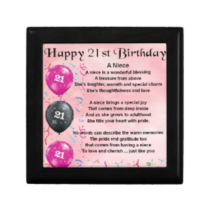 Niece Poem - 21st Birthday Jewelry Box