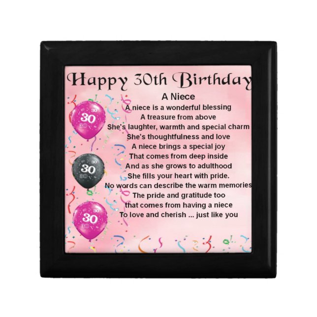 Niece Poem - 30th Birthday Keepsake Box (Front)