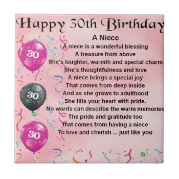Niece Poem - 30th Birthday Tile by Lastminutehero at Zazzle