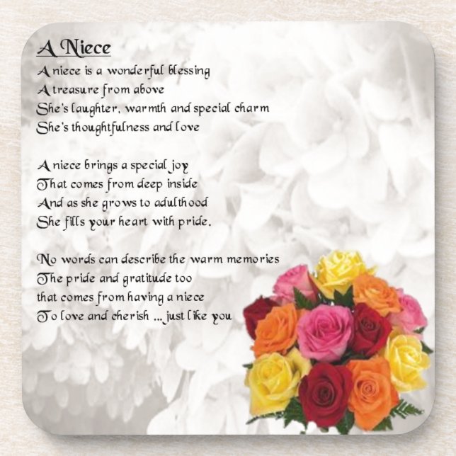 Niece Poem - Flowers Beverage Coaster (Front)