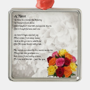 Niece Poem - Flowers Metal Ornament