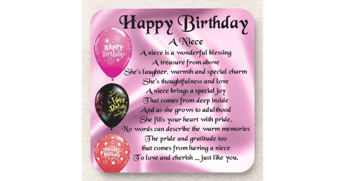 Niece Poem Happy Birthday Coaster Zazzle