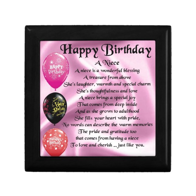 Niece Poem - Happy Birthday Jewelry Box (Front)