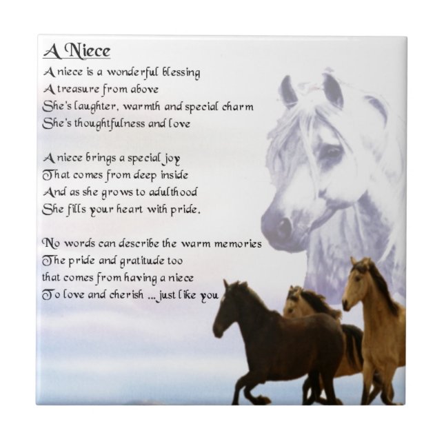 Niece Poem - Horses Ceramic Tile (Front)