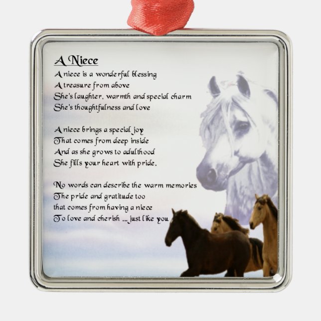 Niece Poem - Horses Metal Ornament (Front)
