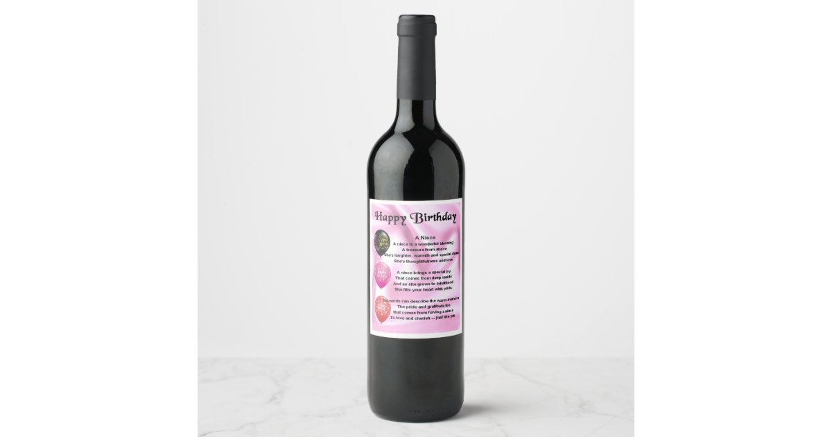 Niece Poem Wine Bottle Label Happy Birthday | Zazzle