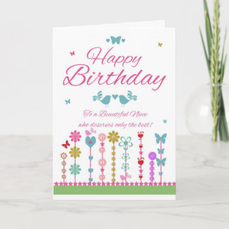 Niece Pretty Birthday Card With Butterflies