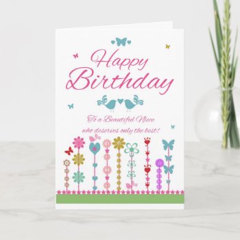 Niece Pretty Birthday Card With Butterflies by moonlake at Zazzle