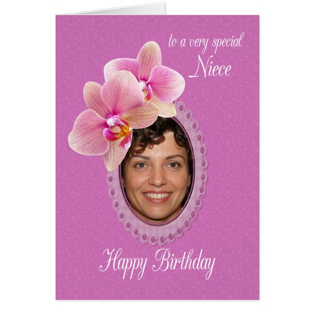 Niece Special Birthday Wishes Orchids Cards (Front)