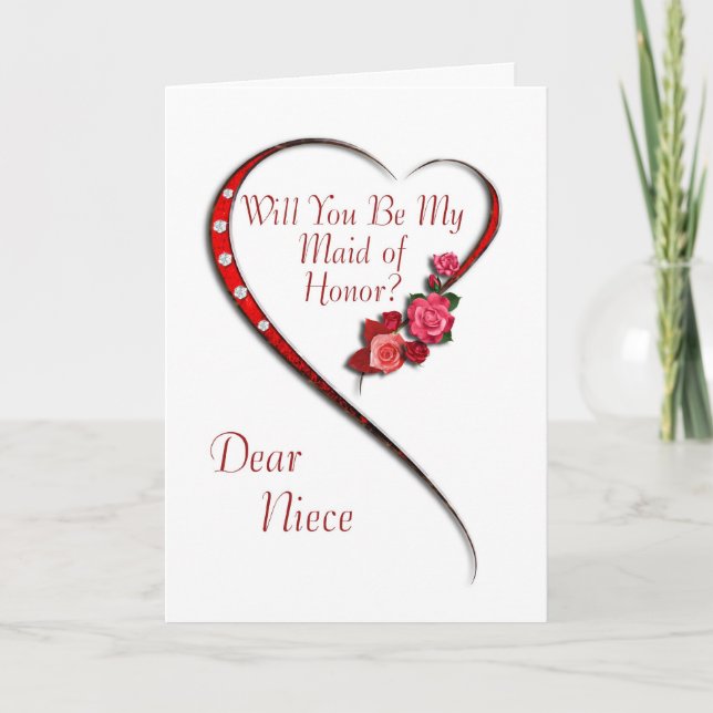 Niece, Swirling heart Maid of Honor invite (Front)