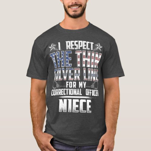 Niece Thin Silver Line Correctional Officer T_Shirt