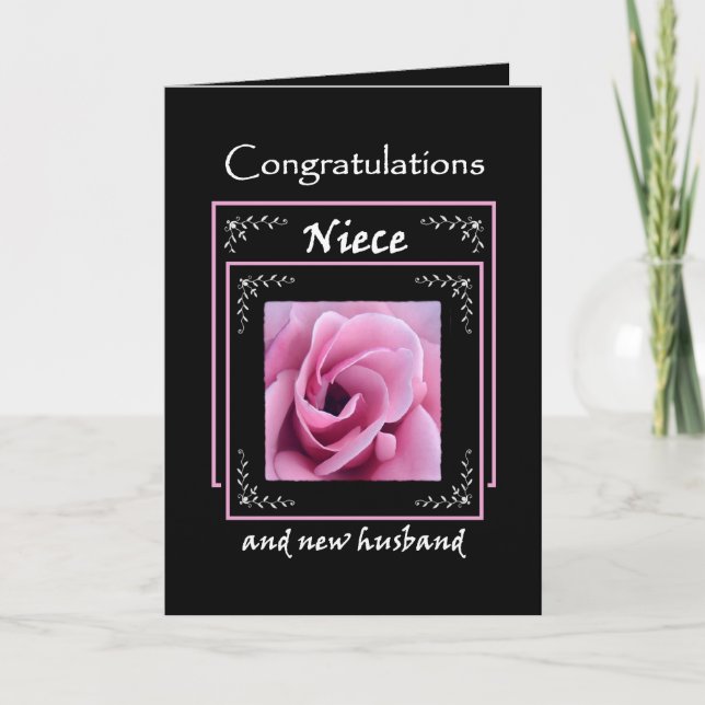 NIECE Wedding Congratulations - Pink Rose Card (Front)