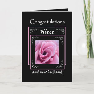 NIECE Wedding Congratulations - Pink Rose Card