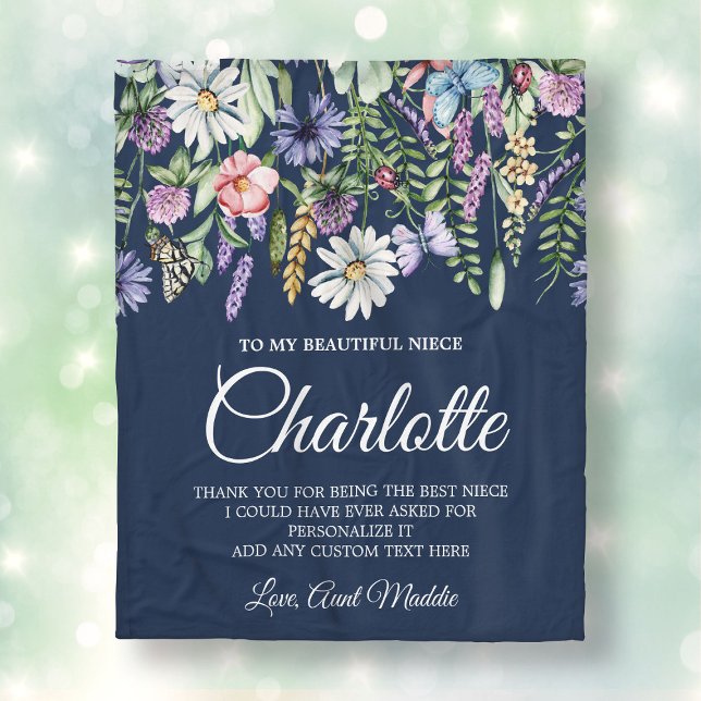 Niece Wildflowers Personalized Message Fleece Blanket (Niece Wildflowers Personalized Message Fleece Blanket
)