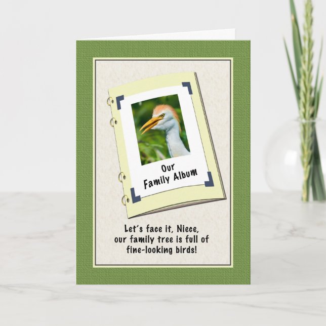 Niece's Birthday Card with Cattle Egret (Front)