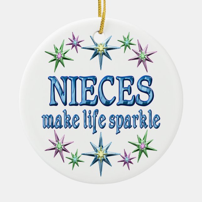 Nieces Sparkle Ceramic Ornament (Front)