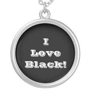 Niecklace I Love Black Silver Plated Necklace