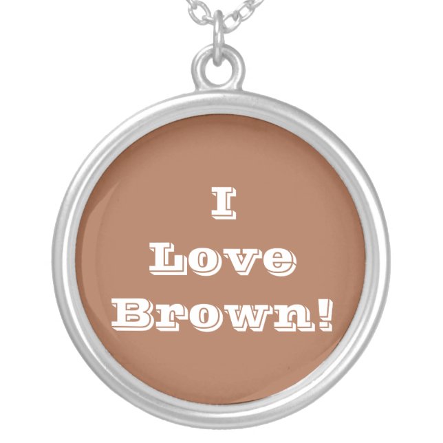 Niecklace I Love Brown Silver Plated Necklace (Front)