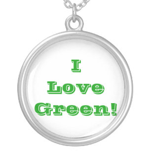 Niecklace I Love Green Silver Plated Necklace