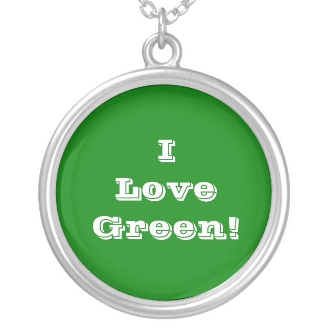 Niecklace I Love Green Silver Plated Necklace (Front)