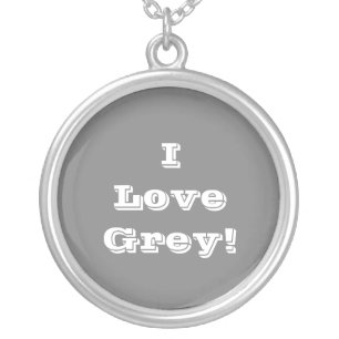 Niecklace I Love Grey Silver Plated Necklace