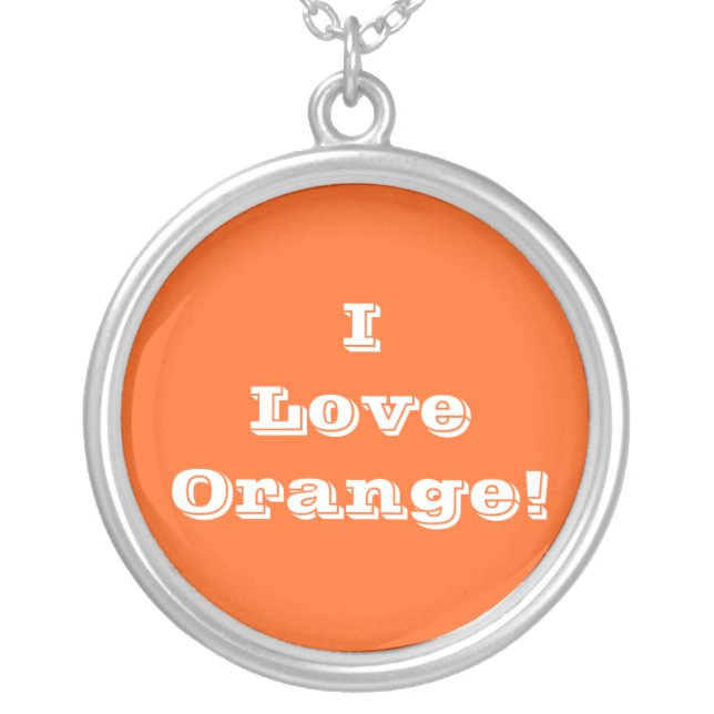 Niecklace I Love Orange Silver Plated Necklace (Front)
