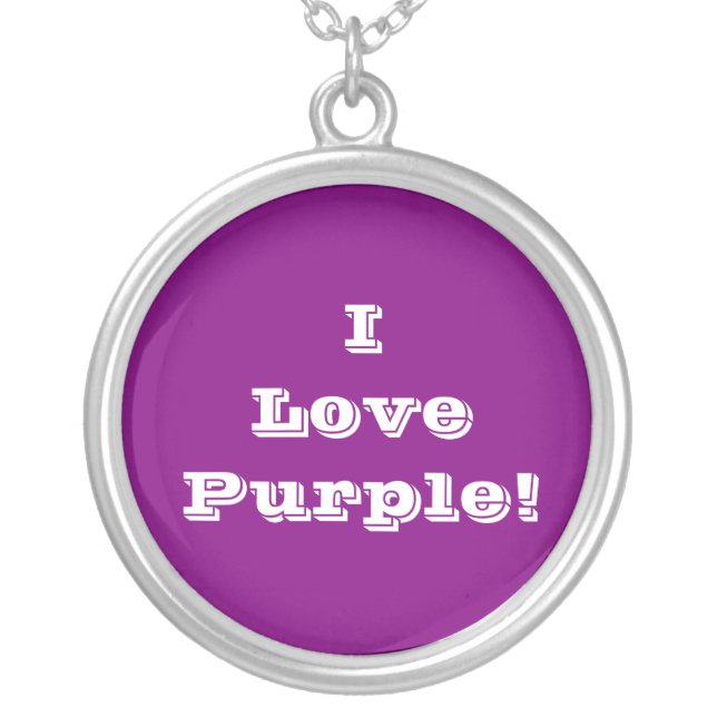 Niecklace I Love Purple Silver Plated Necklace (Front)