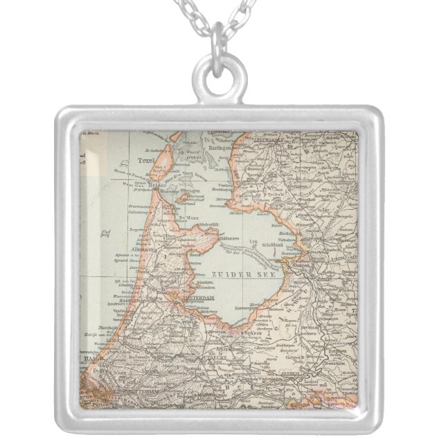 Niederlande - Netherlands Map Silver Plated Necklace (Front)
