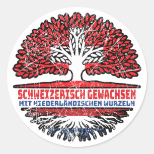 Niederlande Niederländisch Schweizer Schweiz Baum Classic Round Sticker