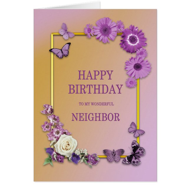 Nieghbor Birthday Flowers and Butterflies (Front)