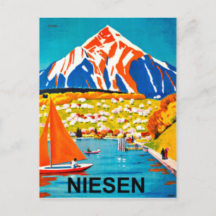 Niesen, mountain peak over the lake, Switzerland Postcard