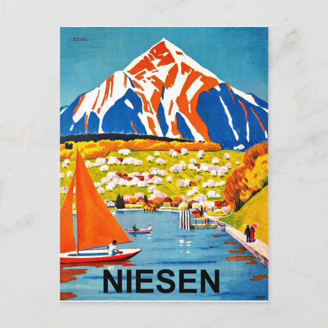Niesen, mountain peak over the lake, Switzerland Postcard (Front)