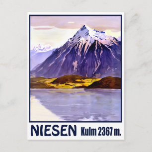 Niesen, mountain peak, Switzerland, vintage travel Postcard