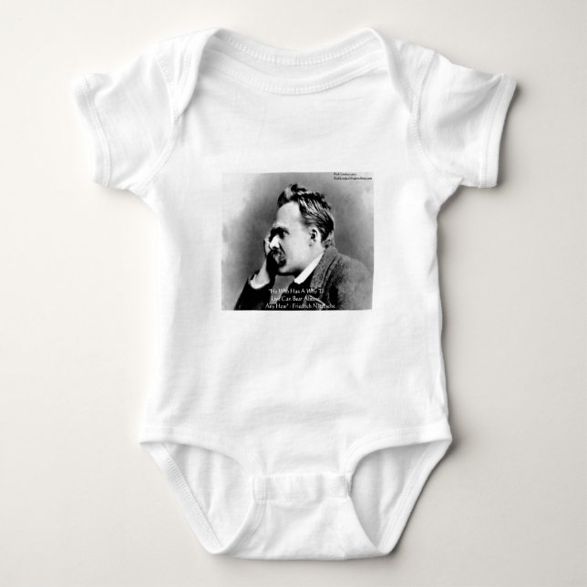 Nietzsche "A Why" Wisdom Quote Gifts & Cards Baby Bodysuit (Front)