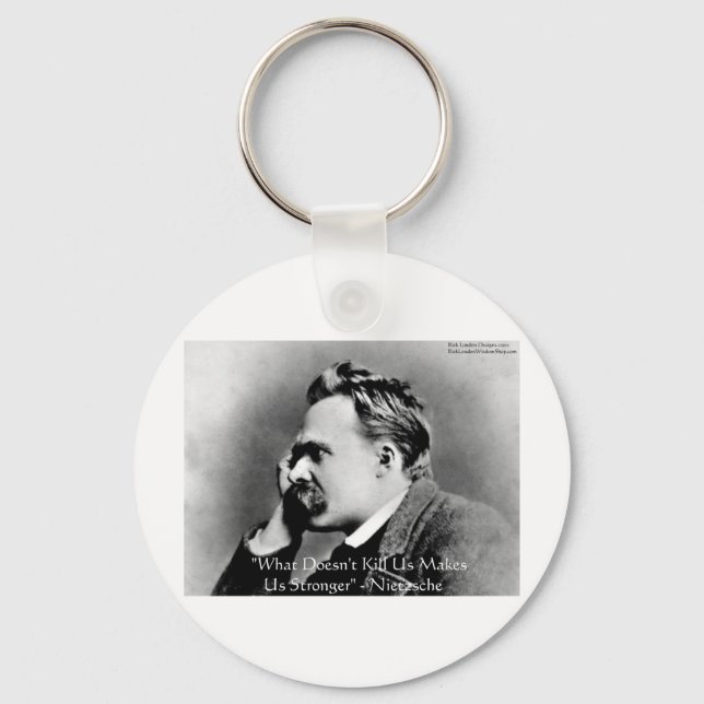 Nietzsche "Doesn't Kill U" Quote Gifts & Tees Keychain (Front)