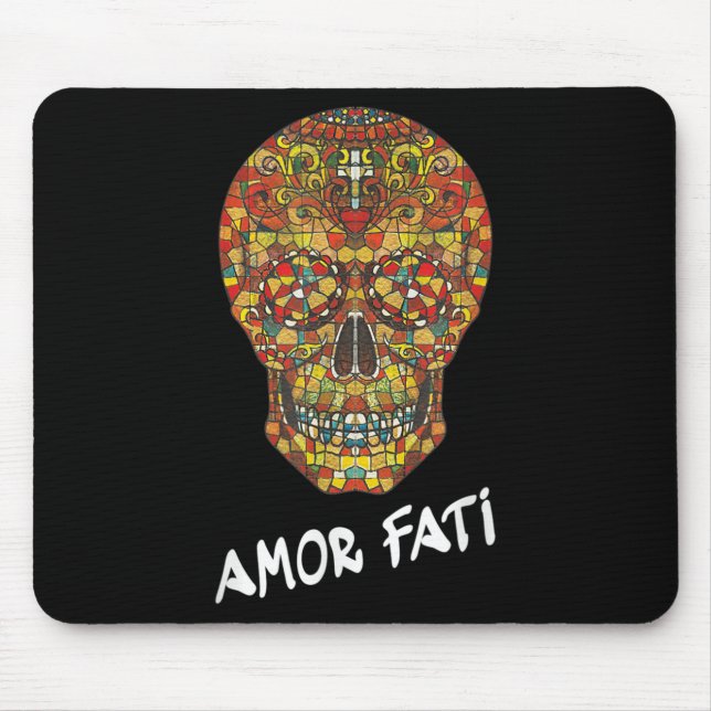 Nietzsche Stoic Quote Philosopher Sugar Skull Amor Mouse Pad (Front)