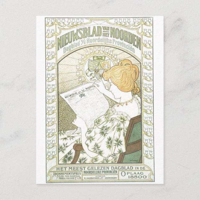 Nieuwsblad van het Noorden Netherlands Paper 1900 Postcard (Front)
