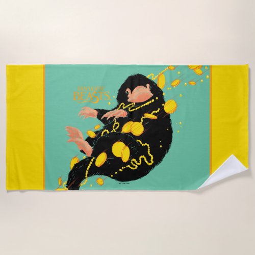 Niffler Floating With Gold Beach Towel
