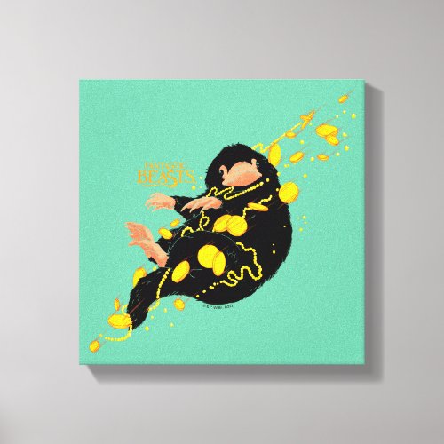 Niffler Floating With Gold Canvas Print