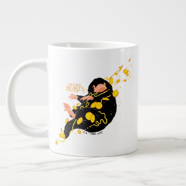 Niffler Floating With Gold Giant Coffee Mug (Left)