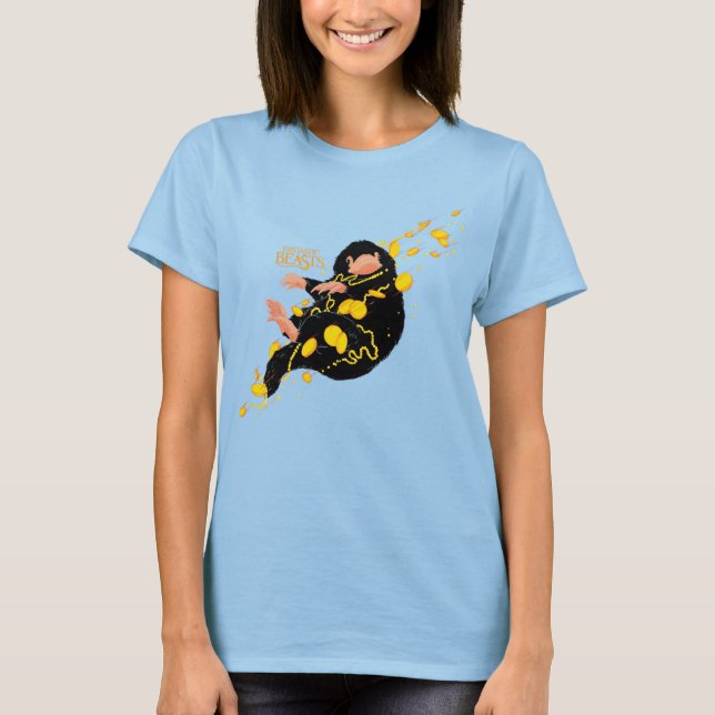 Niffler Floating With Gold T-Shirt (Front)