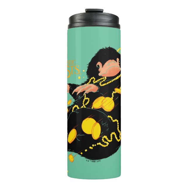Niffler Floating With Gold Thermal Tumbler (Front)
