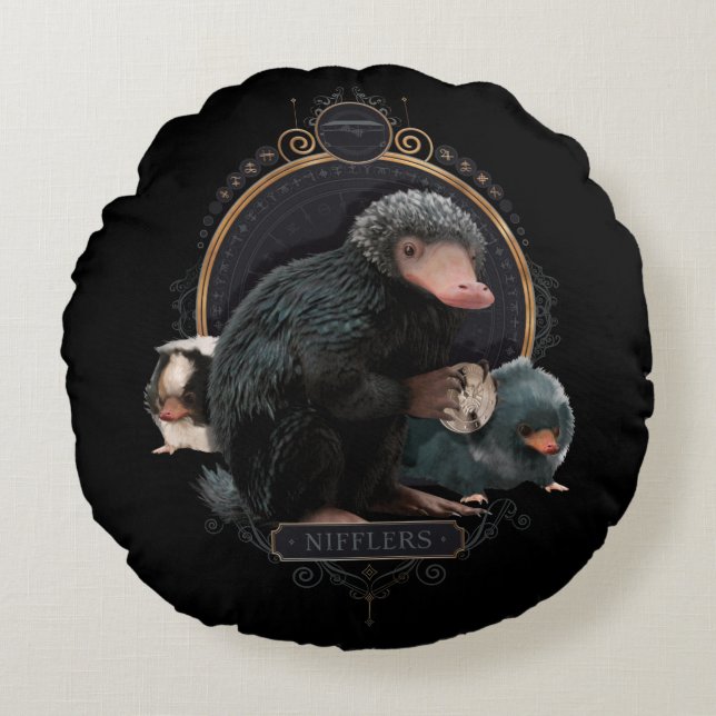 NIFFLER™s Art Nouveau Portrait Round Pillow (Front)